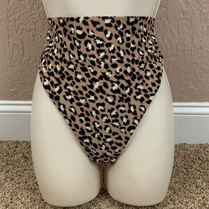 Aerie High Waist High Cut Cheeky Cheetah Print Bikini Bottoms